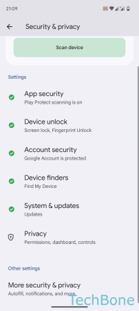 How to Add Trusted devices (Smart Lock) - Tap on  More security & privacy 