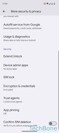 How to Add Trusted places (Smart Lock) - Tap on  Extend Unlock 