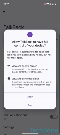 How to Turn On TalkBack - Tap on  Allow 