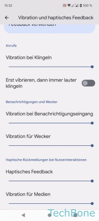 Medien - Passe die  Vibration für Medien  an