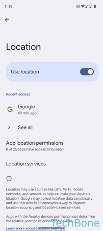 How to Turn On/Off Wi-Fi and Bluetooth scanning to improve Location accuracy - Tap on  Location services 