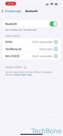 Schritt 3: Tippe auf das Info-Symbol der gewünschten Verbindung Verbindung trennen oder löschen - Tippe auf das Info-Symbol der gewünschten Verbindung
