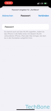 Verbindung herstellen - Gebe das  Passwort  ein und bestätige mit  Verbinden 