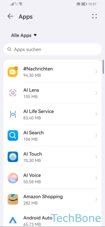 Akku-Optimierung von Apps - Öffne das  Menü 