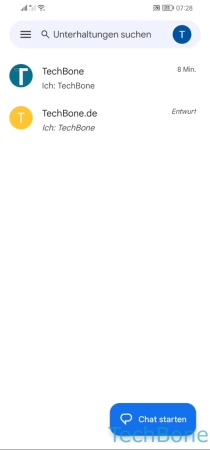 Schritt-2 Wähle eine Unterhaltung oder tippe auf Chat starten SMS/MMS planen - Wähle eine Unterhaltung oder tippe auf Chat starten