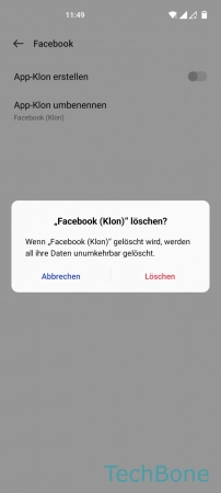 Schritt 6: Tippe auf Löschen App-Kopie deinstallieren - Tippe auf Löschen