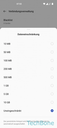 Schritt 6: Lege ein Datenlimit fest Datenlimit - Lege ein Datenlimit fest