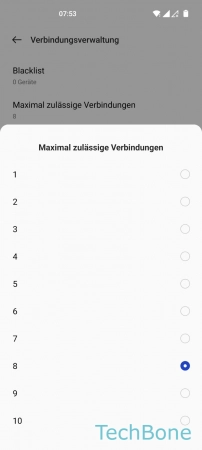 Schritt 6: Lege die Maximal zulässigen Verbindungen fest Maximale Verbindungen - Lege die Maximal zulässigen Verbindungen fest