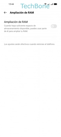 Paso 4: Activa o desactiva Ampliación de RAM Activar o desactivar la Ampliación de Memoria RAM - Activa o desactiva Ampliación de RAM