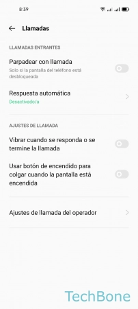 Paso 5: Activa o desactiva Vibrar cuando se responda o se termine la llamada Activar o desactivar la Vibración al Responder/Finalizar una Llamada - Activa o desactiva Vibrar cuando se responda o se termine la llamada