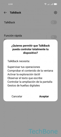 Paso 6: Presiona Aceptar Activar TalkBack - Presiona Aceptar
