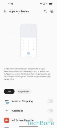 Schritt 4: Aktiviere eine App Ein-/ausblenden - Aktiviere eine App