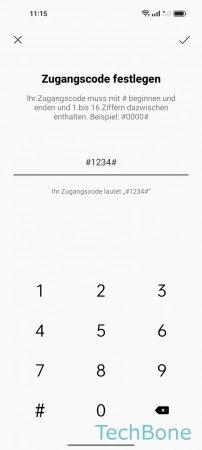 Schritt 6: Lege einen Zugangscode fest und tippe auf OK Ein-/ausblenden - Lege einen Zugangscode fest und tippe auf OK