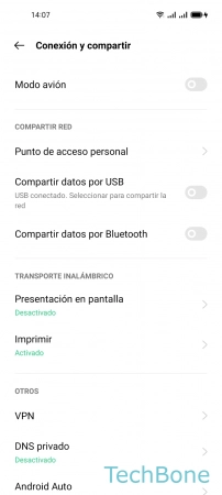 Paso 3: Activa o desactiva Compartir datos por Bluetooth Compartir la Conexión por Bluetooth (Tethering) - Activa o desactiva Compartir datos por Bluetooth