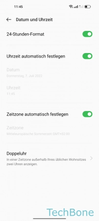 Schritt 4: Aktiviere oder deaktiviere Uhrzeit automatisch festlegen Automatisch einstellen - Aktiviere oder deaktiviere Uhrzeit automatisch festlegen