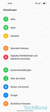 Schritt 2: Tippe auf Systemeinstellungen Ein/Aus-Taste - Tippe auf Systemeinstellungen