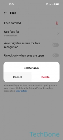 How to Delete Face data - Tap on  Delete  to confirm