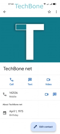 How to Edit a Contact - Tap on  Edit contact 