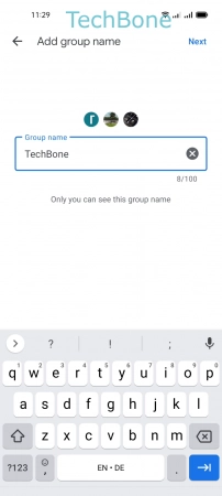 How to Send a Group message (SMS/MMS) - Enter a  Group name  and tap  Next 