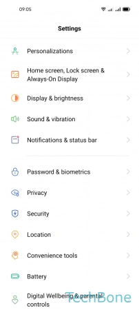 How to Set Screen lock with Pattern, PIN or Password - Tap on  Password & biometrics 