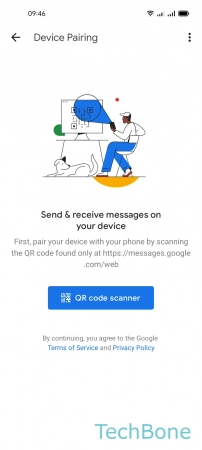 How to Set up Device Pairing (Messages for web) - Tap on  QR code scanner  and follow the instructions on screen