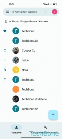 Schritt 2: Wähle einen Kontakt Kontakte in anderes Konto verschieben - Wähle einen Kontakt
