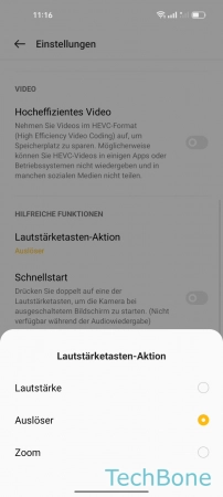 Schritt 5: Wähle Lautstärke , Auslöser oder Zoom Funktion der Lautstärke-Tasten - Wähle Lautstärke , Auslöser oder Zoom