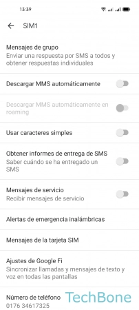 Paso 5: Presiona Mensajes de la tarjeta SIM Mostrar los Mensajes de la Tarjeta SIM - Presiona Mensajes de la tarjeta SIM