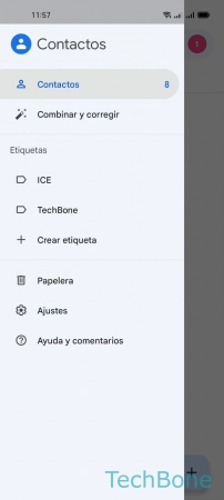 Paso 3: Abre los Ajustes Ordenar los Contactos por Nombre o Apellidos - Abre los Ajustes