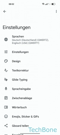 Schritt 5: Öffne die Einstellungen Tastendruck - Öffne die Einstellungen
