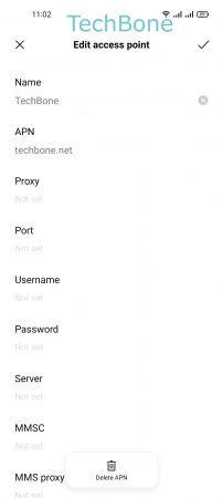 Delete Access Point Names (APNs) - Tap on  Delete APN 