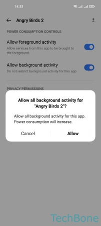 How to Allow/Restrict Background Activity of Apps - Tap on  Allow 