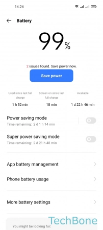 Optimize Battery Consumption - Tap on  Save power 