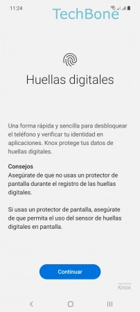 Paso 6: Presiona Continuar Activar desbloqueo por huella digital - Presiona Continuar