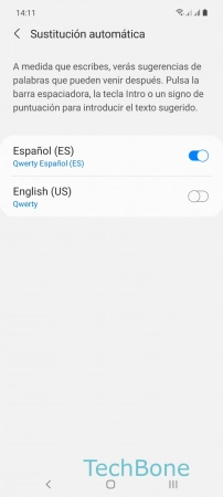 Paso 5: Activa o desactiva un idioma Activar o desactivar la autocorrección (Sustitución automática) - Activa o desactiva un idioma