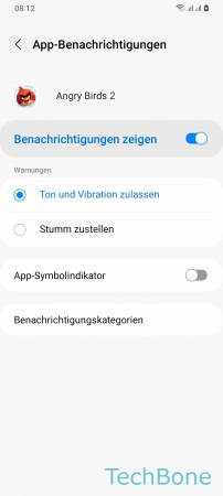 Stummschalten - Tippe auf  Benachrichtigungskategorien 