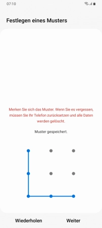 Schritt-5 Gib die Entsperrmethode ein und tippe auf Weiter Einrichten - Gib die Entsperrmethode ein und tippe auf Weiter