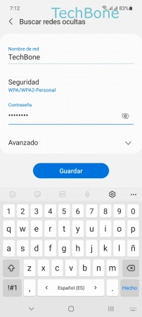 Paso 5: Ingresa los datos correspondientes y presiona Guardar Añadir una Red Wi-Fi manualmente - Ingresa los datos correspondientes y presiona Guardar