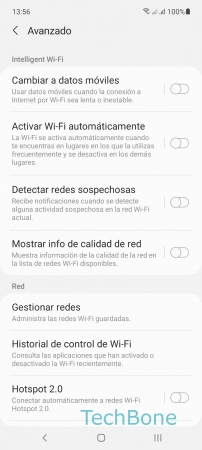 Paso 6: Activa o desactiva Detectar redes sospechosas Detectar redes sospechosas - Activa o desactiva Detectar redes sospechosas