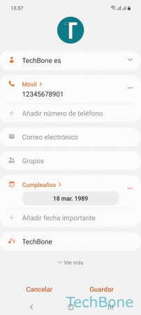 Paso 4: Presiona en un Campo de detalles Editar un contacto - Presiona en un Campo de detalles