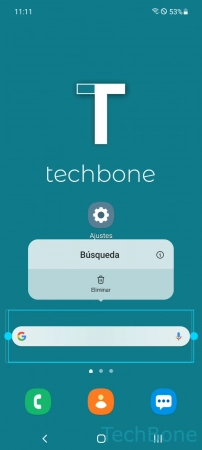 Paso 2: Presiona Eliminar Quitar la Barra de búsqueda de Google - Presiona Eliminar
