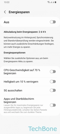 Maximales Energiesparen - Aktiviere  Apps und Startbildschirm begrenzen 