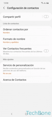 Paso 4: Presiona Formato de nombre Establecer el formato de nombre de contactos - Presiona Formato de nombre