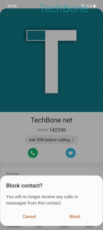 How to Block/Unblock a Contact - Tap on  Block 