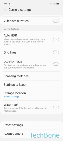 How to Change Camera Storage location - Tap on  Storage location 