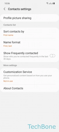 How to Change Contacts Name format - Tap on  Name format 