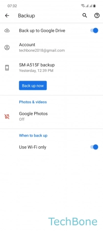 How to Change Google Backup account - Tap on  Account 