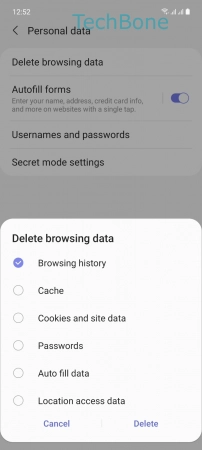 How to Clear Browsing history - Select  Browsing history  and tap  Delete 