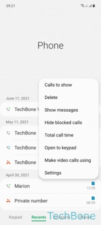 How to Clear Call history - Tap on  Delete 