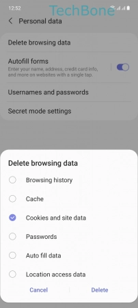 How to Delete Cookies and Site data - Select  Cookies and site data  and tap  Delete 